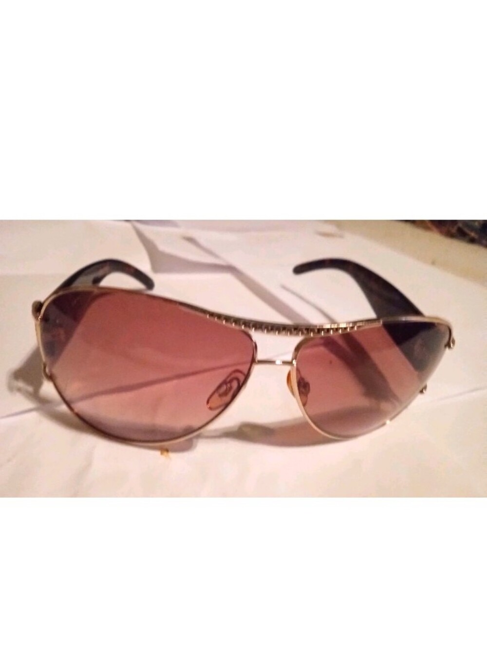 Women's Rimless Rectangular Sunglasses Gold Frame Purple Gradient Tortoise PS925